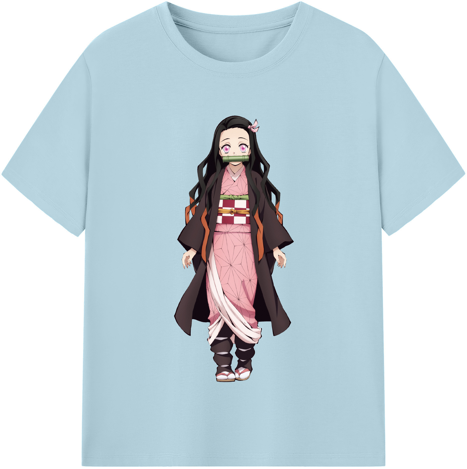 （画像用） 鬼滅の刃（きめつのやいば）竈門 禰󠄀豆子／かまど ねずこ Kamado Nezuko 綿100％半袖Tシャツ（フロントプリント）